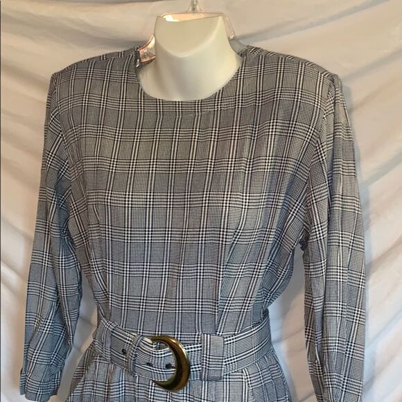 Vtg 80s/90s Cimmaron Dress blue/white plaid 👗 - Picture 2 of 8